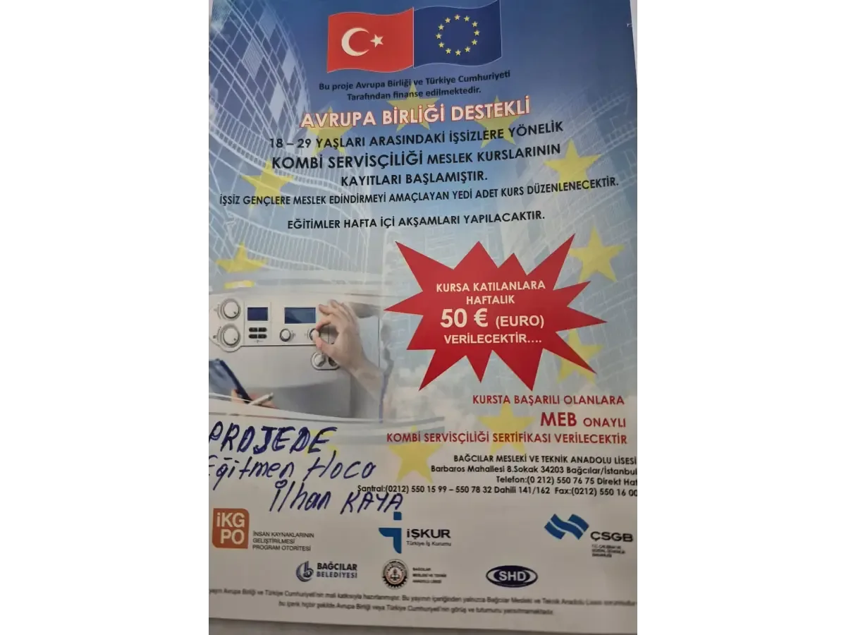 AB destekli meslek kursu